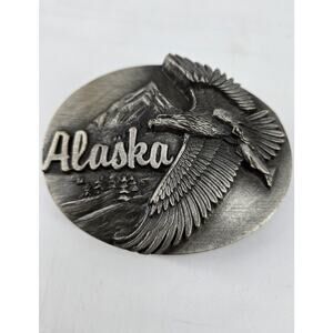 Vintage Alaska Bald Eagle Pewter Belt Buckle Siskiyou Buckle Co Americana 1990